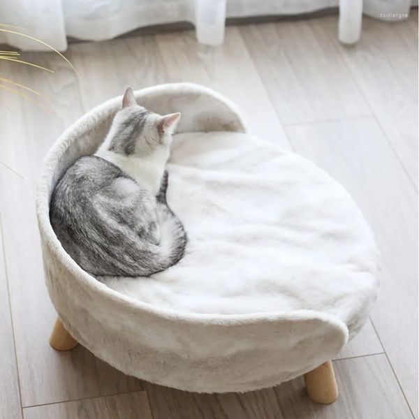 Lit pour chat tabouret rond lit hamac en maille amovible et lavable chenil pour chien chaise blanc rose vert chenil doux pour chat