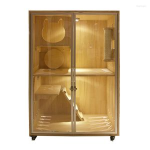 Lits pour chat 120 86 58 Villa Armoire en bois massif Cage Nid Maison Meubles pour animaux de compagnie