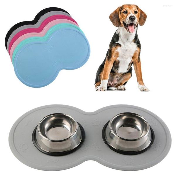 Lits pour chat 48 27cm Pet Dog Puppy Feeding Mat Cute Cloud Shape Pad Silicone Plat Bol Anti Slip Base Nourriture Placement Accessoires