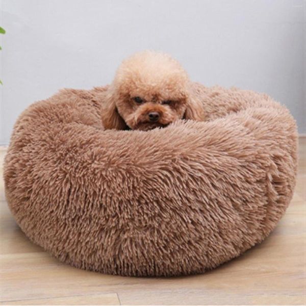 Camas para gatos de 80cm, cama para mascotas súper suave, caseta para perros, saco de dormir cálido redondo para invierno, cojín largo de felpa para cachorros, esterilla, suministros portátiles