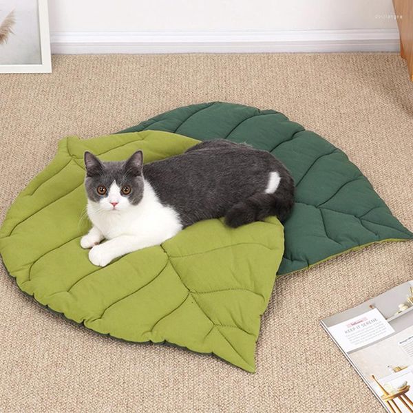 Lits pour chats tapis de lit coussin de caisse souple pour forme de feuille matelas lavable en Machine grands moyens petits chiens tapis chats produits pour animaux de compagnie