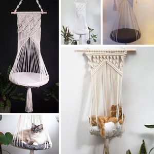 Lits de chat Boho tissé à la main hamac pour animaux de compagnie suspendus chats lit macramé Cage balançoire intérieur décor à la maison animaux panier tapisserie