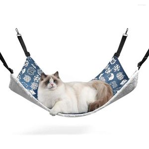 Lits pour chats hamac respirant pour cage pour animaux de compagnie avec sangles réglables et crochets en métal lit suspendu Double face pour chats furet chiot