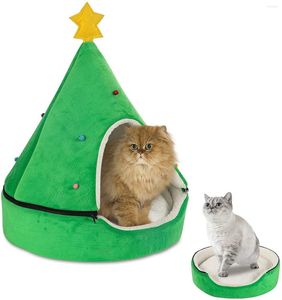 Lits de chats arbre de maison de Noël chaton de lit lavable lavable amovible super tente tendre non glipt inférieur petit chien