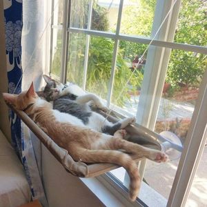 Camas para gatos, cómodo asiento soleado para ventana, hamaca para interiores, gatos, durmiendo, descansando, cama colgante, ventosas fuertes, lavables