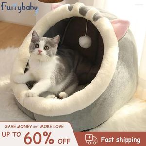 Lits pour chats, joli panier chaud pour animaux de compagnie, coussin confortable pour chaton, tente de maison, très doux, petit tapis pour chien, sac pour chats de grotte lavables