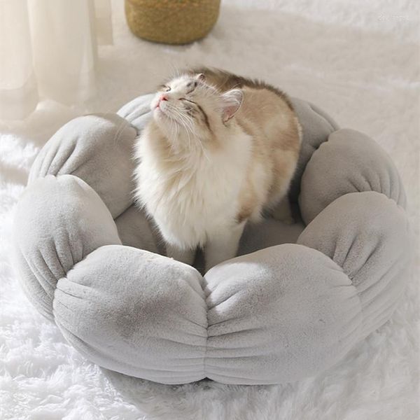 Camas para gatos, cama en forma de flor, casa cálida de felpa, larga y suave para perros pequeños, gatos, animales, sofá para dormir