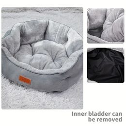 Lits pour chats pour chats d'intérieur, lit pour petits chiens, lits pour chiens câlins, tapis de nid pour animaux de compagnie semi-fermé en velours suédé