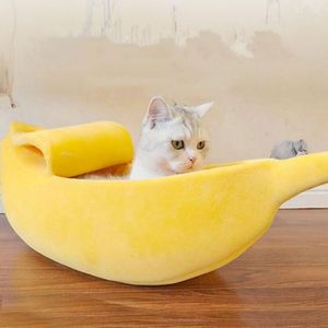 Chat Lits Drôle Banane Lit Maison Mignon Cosy Chaton Chaise Longue Tapis Chaud Portable Pet Panier Doux Chenil Chien Coussin Fournitures