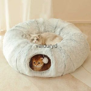 Lits de chat meubles 2 en 1 maison ronde drôle tunnel jouet doux long lit de chien en peluche pour petits chiens panier chatons tapis chenil sommeil profondvaiduryd