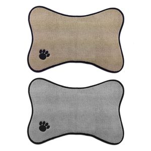 Lits pour chat meubles 2 pièces brodé facile à nettoyer tapis pour animaux de compagnie pour l'eau de nourriture mignon réutilisable microfibre forme d'os de chien coussin d'alimentation antidérapant sous le bol 230628