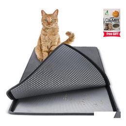 Muebles de camas de gato 3 colores grandes tortas de arena de doble capa Trapper Eva Waterproof Waterpil Pad 3d Honeycomb Kitty Catcher Catter Deltbyt Dhbyt