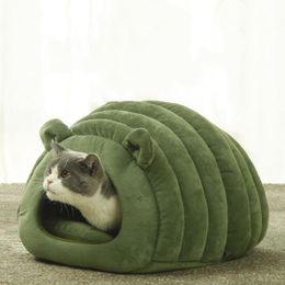 Kattenbedden meubels bed winter warme zoete hond huis tent huisdier mand zachte kleine mat tas voor katten slaap semi-ingesloten bank