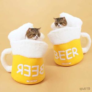 Cat lits meubles bière tasse de peluche douce maison pour chats chiens lit cave profonde sommeil chaton li lit teddy corgi kennel home lavable husky chiot