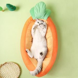 Lits pour chats meubles carotte hiver chaud Double face amovible lavable forme de dessin animé créatif ménage flanelle produits pour animaux de compagnie pour chiens