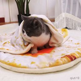 Lits de chats meubles lit de chat et couverture de la nourriture drôle conception de animaux de compagnie nid chaud chat chat tampon de sommeil mignon pizza forme de cage de chenil