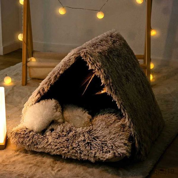 Cat Lits meubles Cat Bed Bed Cave for Indoor Cats Soft Plux Warm Cat Houstovable Dog Cave Tente Puppy Tent confortable Sleep Sleepd Cat Hut avec coussin