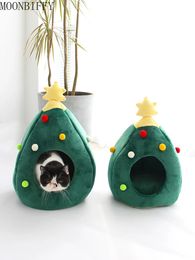 Lits pour chats Meubles Lit pour chat Grotte couverte d'arbre de Noël Canapé pour animaux de compagnie lavable avec coussin amovible pour petits chiens Chats Chiots Lit pour chat 231114