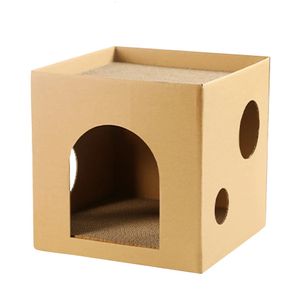 Lits pour chats, meubles pour maison de chat, grattoir pour chaton, maisons en carton, planche à gratter, boîte à jouets d'intérieur, tampons d'histoire, fournitures de cachette, jeu 231011
