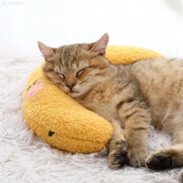 Lits pour chats meubles chat oreiller en forme de U lit hiver amovible sommeil profond chiot petit chien lit pour animaux de compagnie fournitures de maison protéger la colonne cervicale
