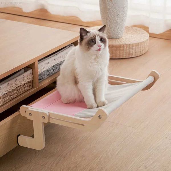 Camas para gatos Muebles Ventana para gatos Perca Conjunto de madera Cama colgante Estera para mascotas Asiento soleado y acogedor Hamaca para gatos montada en la ventana Estante aéreo para mascotas Camas nido