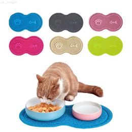 Lits pour chats, meubles en forme de nuage, tapis d'alimentation pour animaux de compagnie, chat, chien, patte solide, motif arête de poisson, bol à vaisselle, napperon antidérapant, lavage facile, accessoires pour animaux de compagnie