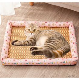 Cat lits meubles refroidissement d'été lit de chat léger en respirant animal de compagnie rotin mat de chat nest noix glace nidi