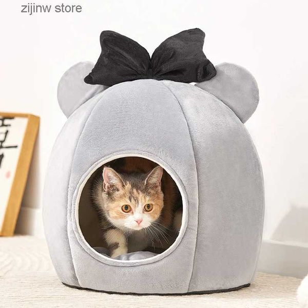 Camas para gatos Muebles Lindo y cómodo Cama para gatos Cueva Sueño profundo Cómodo Invierno Tienda para gatos Cama Nido suave para mascotas con esteras Adecuado para perros pequeños Suministros para mascotas Y240322