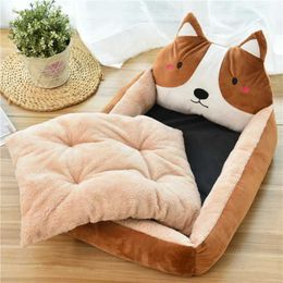 Lits de chats meubles mignon carton lits pour animaux de compagnie épaissis le tapis de lit de chien grand nid pour animaux de compagnie pour les chats et les petits chiens moyens canapé-lit