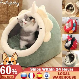 Lits pour chats Meubles mignon hiver chat grotte lit chaud panier pour animaux de compagnie chaton chenil chat maison tente doux petit chien tapis coussin lavable oreiller lits pour chats