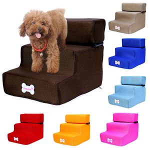 Chat Lits Meubles Chien Escaliers Échelle Pet 3 Étapes pour Petite Rampe Antidérapant Amovible Chiens Doux Lit Cages Chenils 230628