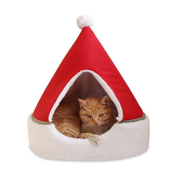 Camas para gatos Muebles Tienda para perros Cama cueva Árbol de Navidad Casa Triángulo cómodo Mascota