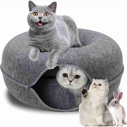 Lits pour chats meubles beignet tunnel pour animaux de compagnie jeu interactif jouet lit double usage furets lapin lit tunnels jouets d'intérieur chats maison chaton formationvaiduryd