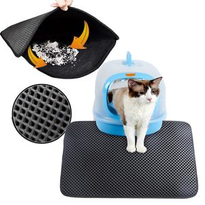 Lits pour chat meubles double couche anti-dérapant sable tapis de chat tapis de litière pour chat en cuir de toilette imperméable tampon propre pour chats maison propre accessoires 230625