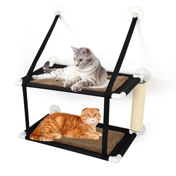 Camas para gatos Muebles de doble capa para mascotas Estantes para colgar con 20 kg Soporte para asiento de ventana soleada Accesorios para cama para hamaca para dormir 221010