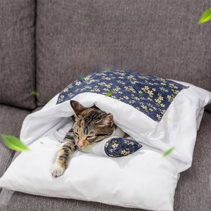 Camas para gatos, muebles para las cuatro estaciones, saco de dormir Universal japonés para arena, edredón extraíble y lavable, perrera cálida para invierno para mascotas 230222