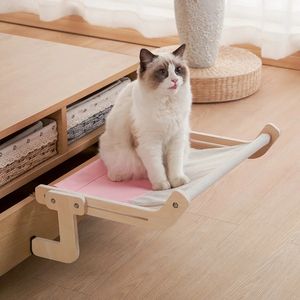 Cat Beds Furniture Hanging Pet Cat Bed Window Hammock Sofa House Furniture Kitten Indoor Washable Removable Seat Wooden Sleeping Bed Shelves 231011