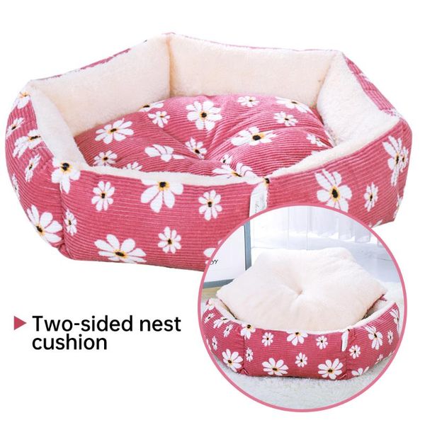 Lits pour chat meubles hexagone chaise longue pour animaux de compagnie coussin pour petits chiens moyens chenil chiot tapis lit maison