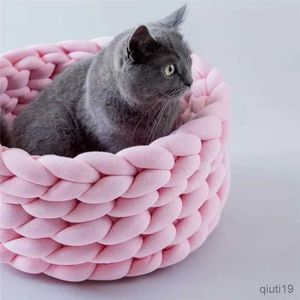 Lits de chats meubles chauds vendant du coton en peluche et en laine grossière à la main les nids de chats tissés à la main peuvent être lavés et lavés pour les chiens et les chats
