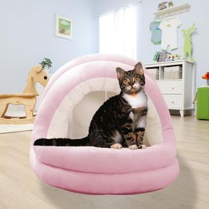 Lits pour chats, meubles, accessoires ménagers, nid, maison moelleuse, grotte pour chats semi-fermée, fournitures pour animaux de compagnie