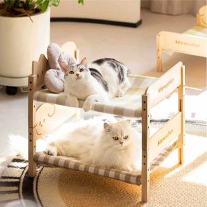 Lits de chats meubles miwoofun chien chat couche monomoteur superposé canapé de lit en bois pour petit chien chaton silhouette en bois durable lits amovibles lits pour animaux de compagnie d240508