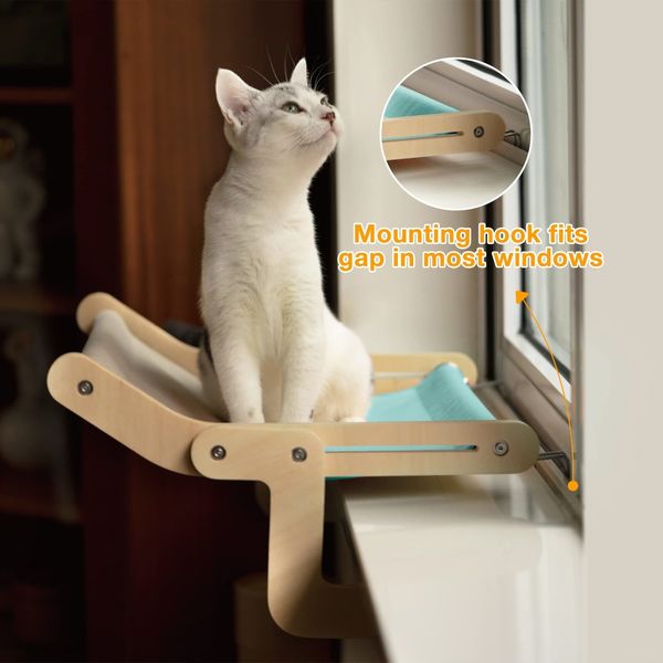 Meubles de lits de chat Mewoofun Sturdy Cat Window Perch Ensemble en bois suspendu lit coton toile facile lavable en contreplaqué multi-plis vendus Hamac 230625