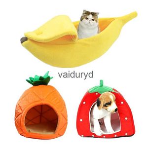 Lits de chat meubles nouveau créatif en peluche petit lit pour animaux de compagnie maison banane ananas fraise forme doux chien chenil Cage confortablevaiduryd
