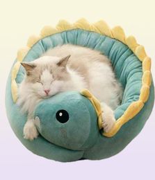 Lits de chats meubles lits de compagnie dinosaure rond petit chien pour s beaux tapis de chiot canapé souple nid chaton chaud sleep s Products l2208269933465