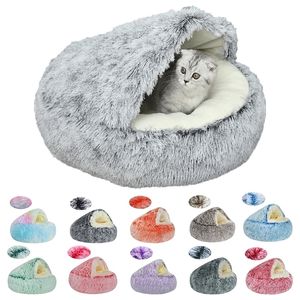 Lits pour chats Meubles Lit pour animaux de compagnie Hiver Doux et confortable Coquille chaude Matelas pour chat semi-fermé Lit pour chat mignon Chenil Protecteur de sommeil pour chien 221010