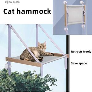Lits de chat meubles chat de compagnie cintre fenêtre chien cintre de chat en bois avec support produits en bois pliables étagère pour animaux de compagnie sommeil Y240322