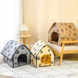 Lits de chats meubles animaux portables chats chats villa motif d'empreinte