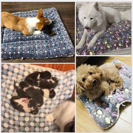 Kat bedden meubels huisdier mat flanel hond bed winter dikker warm huis deken puppy slaap dekking handdoek kussen voor klein medium groot