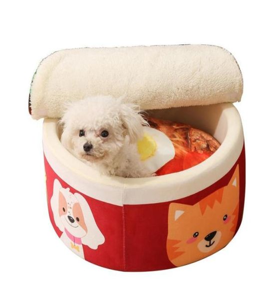 Lits de chat meubles produits pour animaux de compagnie pour tente d'hiver nouilles drôles petit lit de chien maison sac de couchage coussin chats accessoires en peluche 3373707