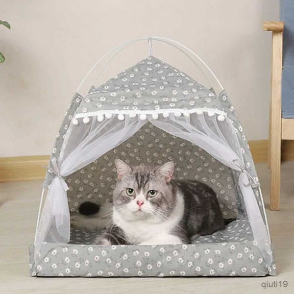 Lits de chats meubles lit de tente de compagnie pour chats house cozy produits pour accessoires pour animaux de compagnie nid lits de chat apaisants confortables pour les petits chiens Chihuahua lit maison